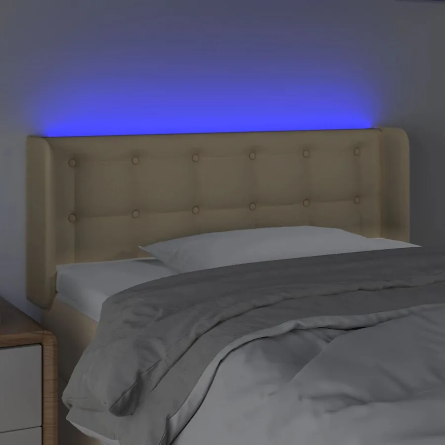 Tête de lit à LED Crème 93x16x78/88 cm Tissu - 4