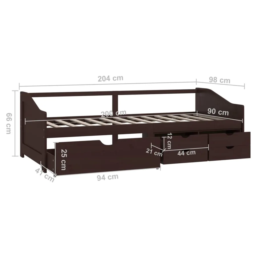 Lit de repos 3 places sans matelas Bois de pin massif 90x200 cm - 9