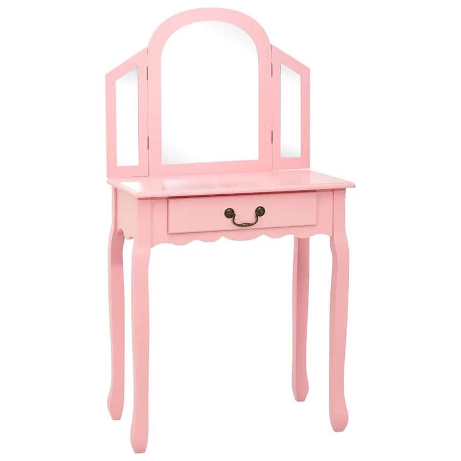Coiffeuse et tabouret Rose 65x36x128 cm Bois de paulownia MDF - 2