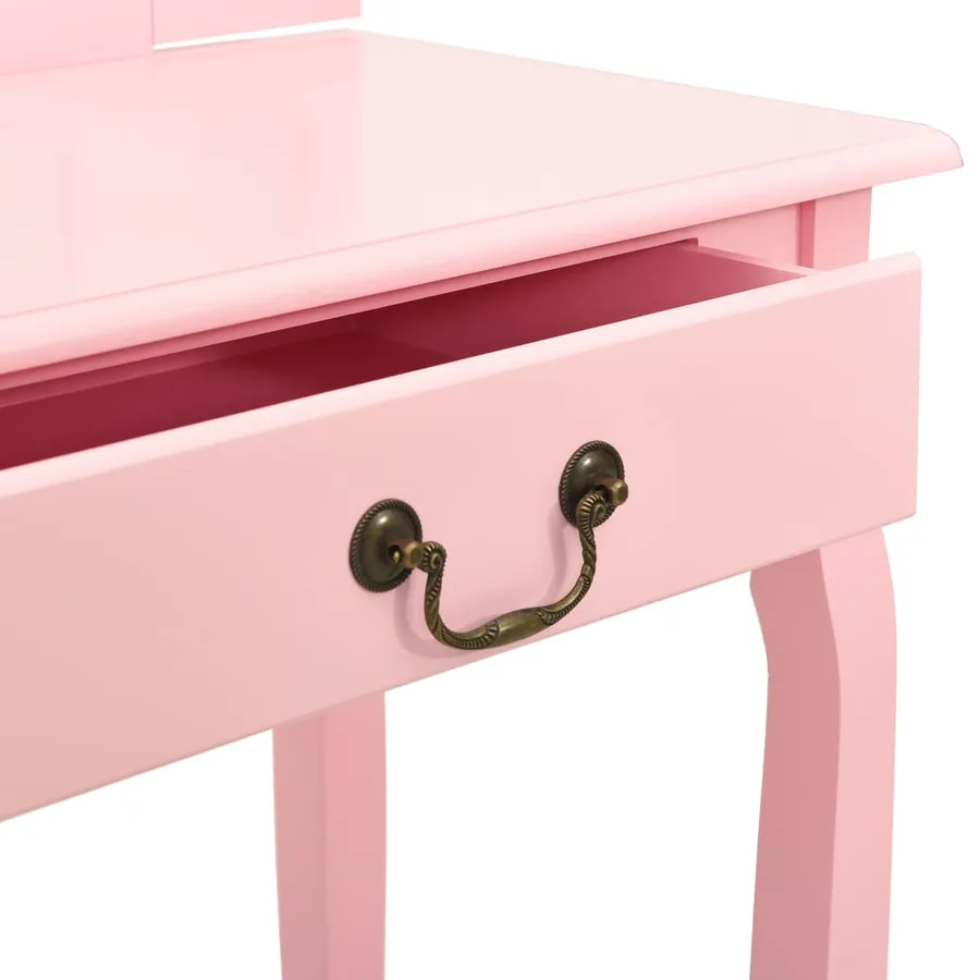 Coiffeuse et tabouret Rose 65x36x128 cm Bois de paulownia MDF - 8