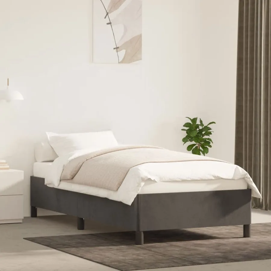 Cadre de lit sans matelas gris foncé 80x200 cm velours
