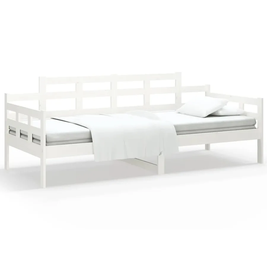 Lit de jour sans matelas blanc bois de pin massif 80x200 cm - 2
