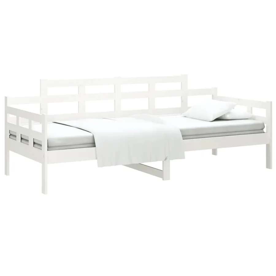 Lit de jour sans matelas blanc bois de pin massif 80x200 cm - 3