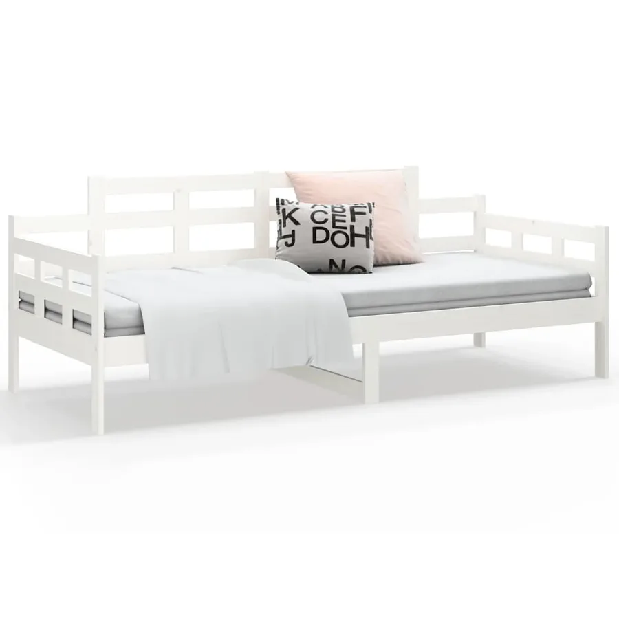 Lit de jour sans matelas blanc bois de pin massif 80x200 cm - 7