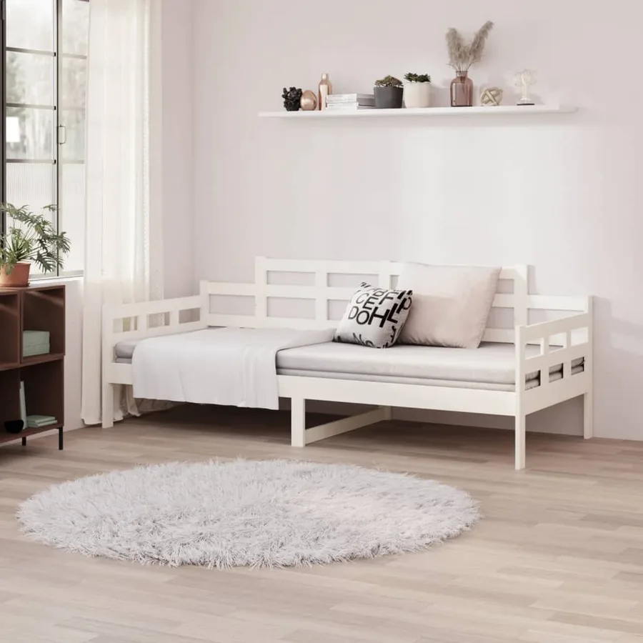 Lit de jour sans matelas blanc bois de pin massif 80x200 cm - 8