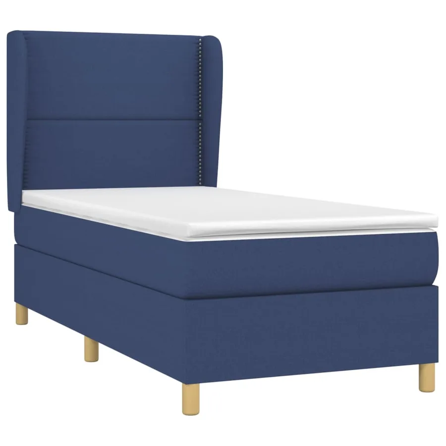 Sommier à lattes de lit avec matelas Bleu 100x200 cm Tissu - 3