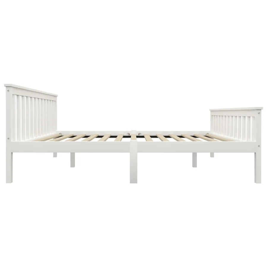 Cadre de lit sans matelas blanc bois de pin massif 160x200 cm - 4