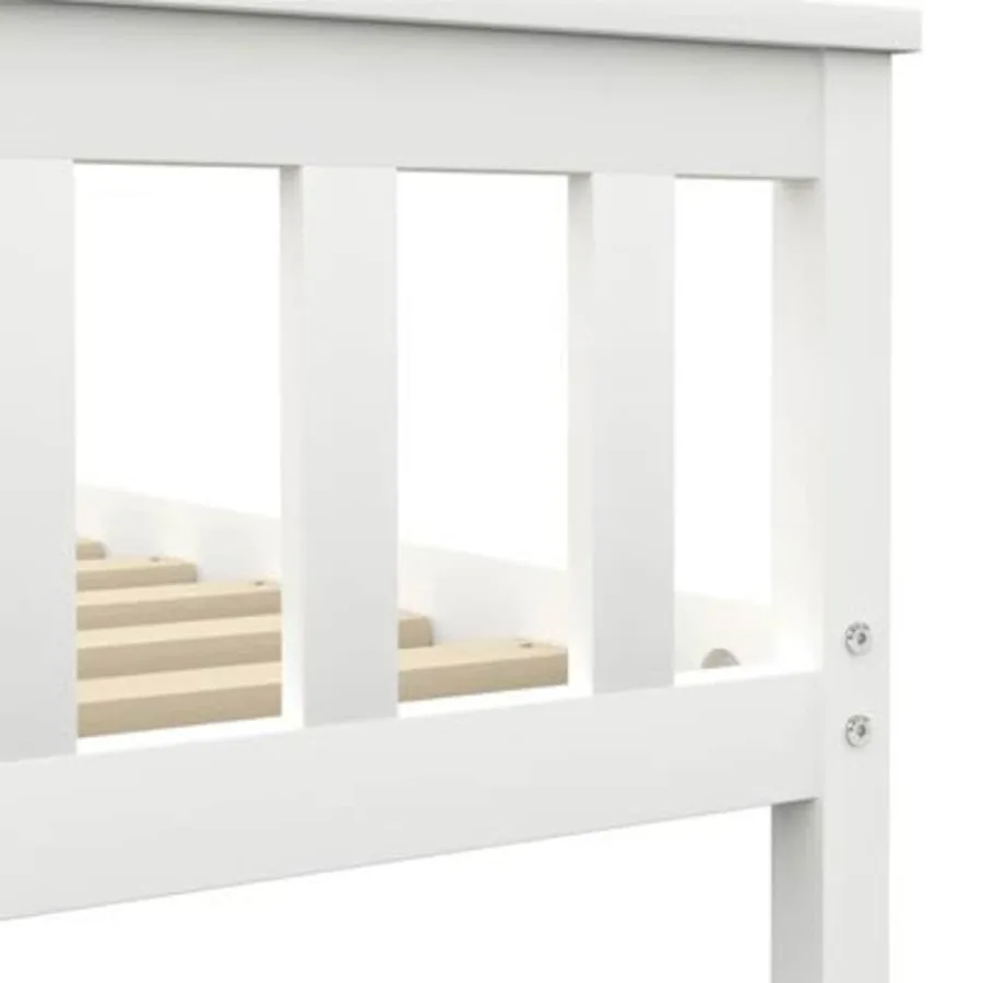 Cadre de lit sans matelas blanc bois de pin massif 160x200 cm - 5