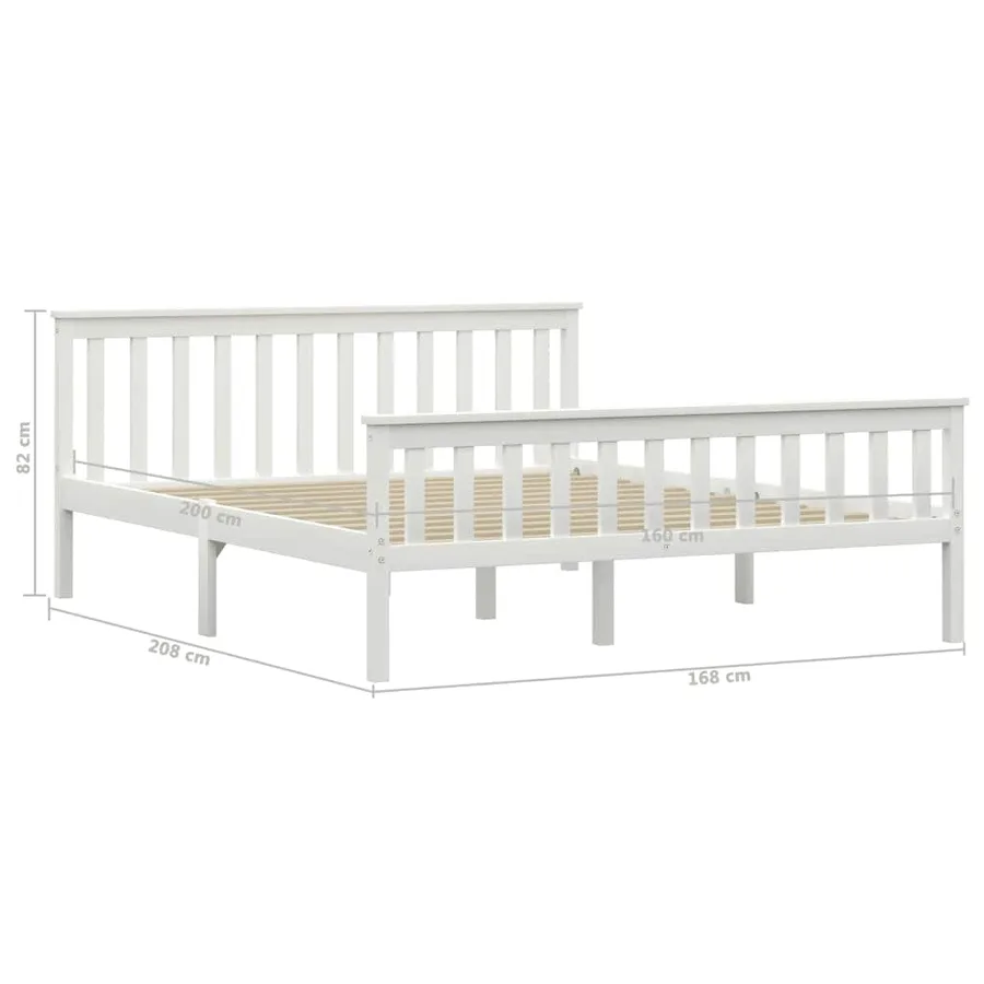 Cadre de lit sans matelas blanc bois de pin massif 160x200 cm - 6