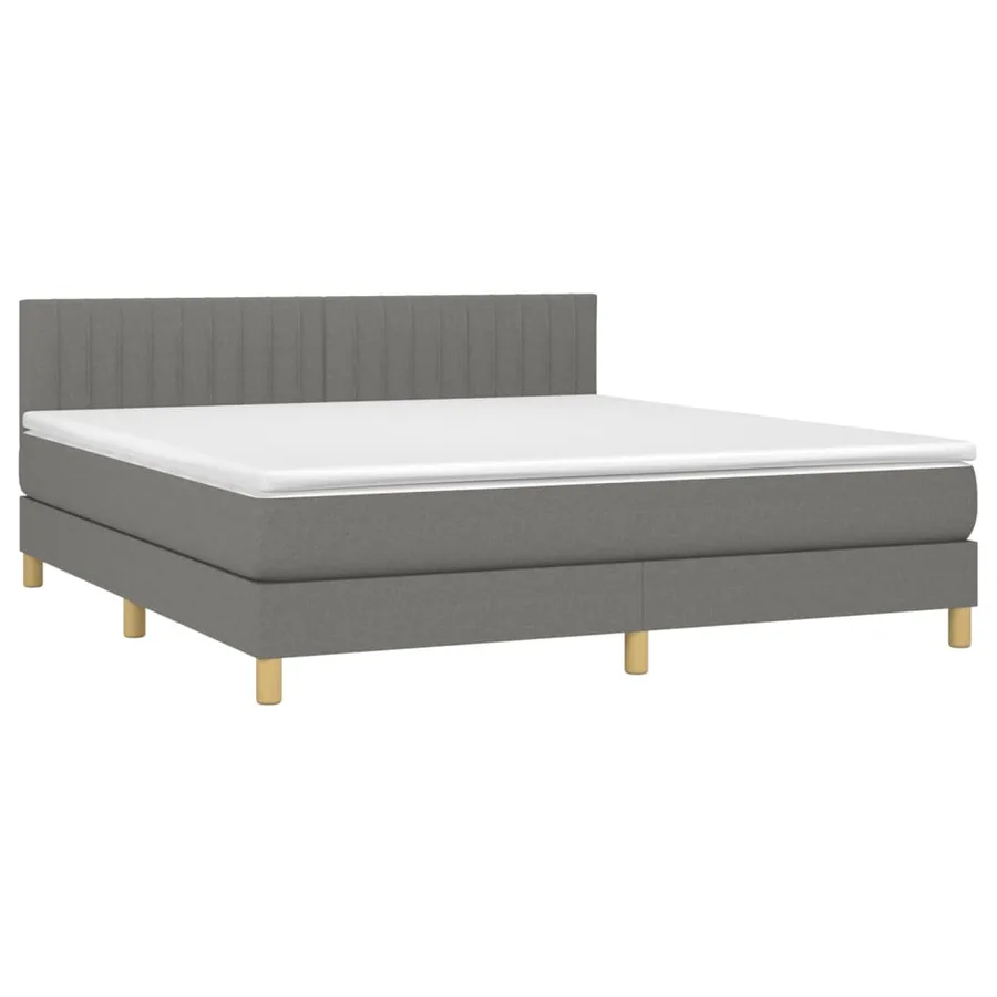 Sommier à lattes de lit et matelas et LED Gris foncé 180x200 cm - 4