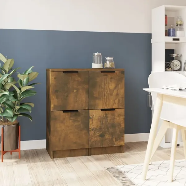 Buffets 2 pcs Chêne fumé 30x30x70 cm Bois d'ingénierie