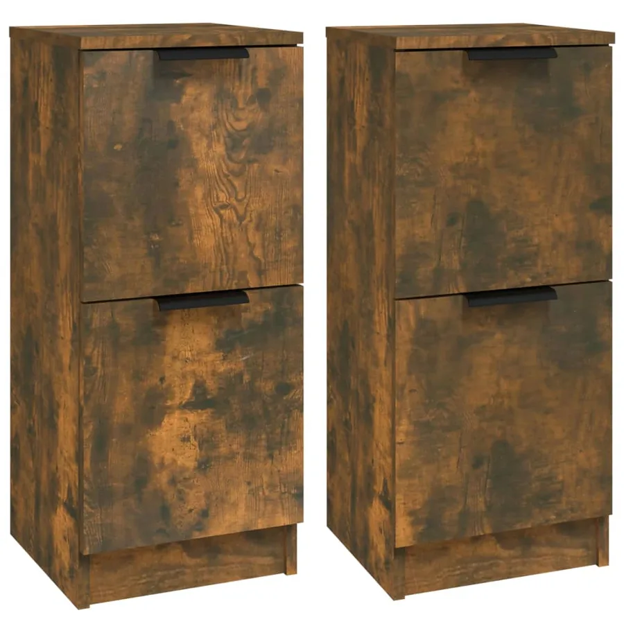 Buffets 2 pcs Chêne fumé 30x30x70 cm Bois d'ingénierie - 2