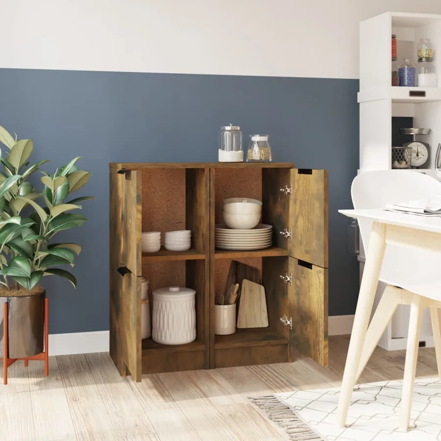 Buffets 2 pcs Chêne fumé 30x30x70 cm Bois d'ingénierie - 3