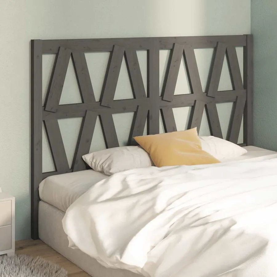Tête de lit Gris 126x4x100 cm Bois massif de pin - 4
