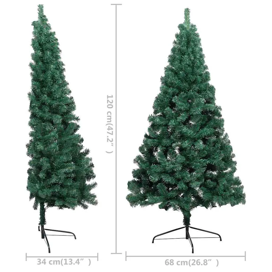 Demi-arbre de Noël artificiel pré-éclairé et boules vert 120 cm - 7