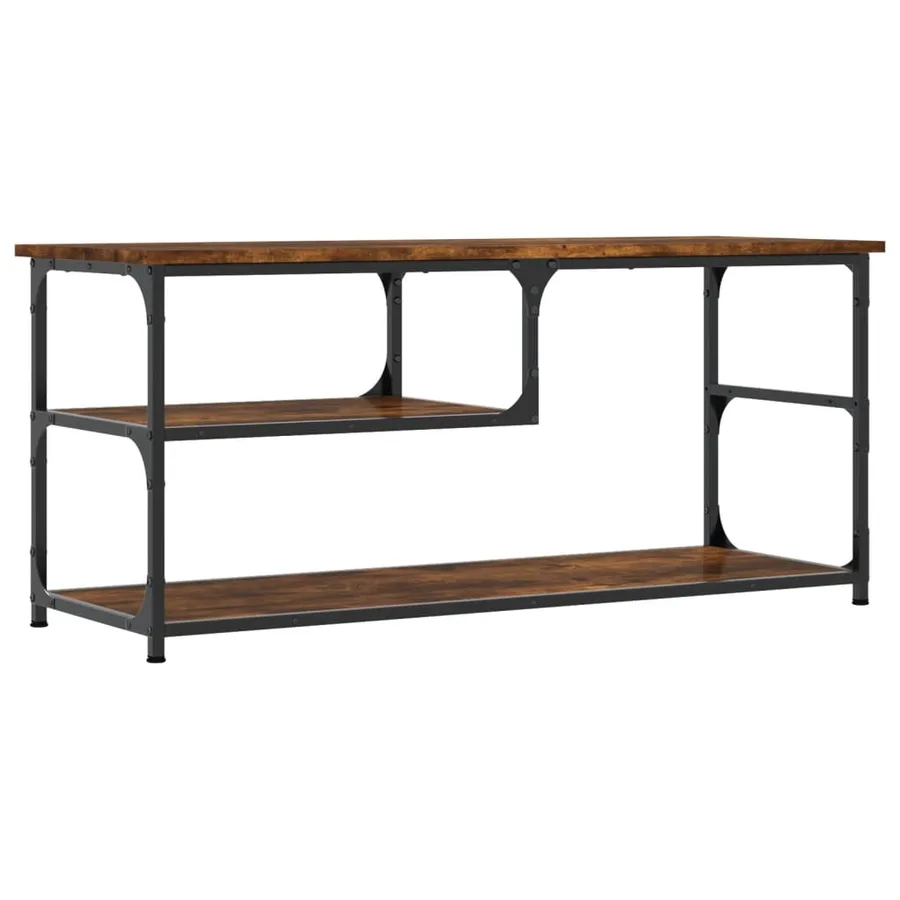 Meuble TV chêne fumé 103x38x46,5 cm bois d'ingénierie et acier - 2