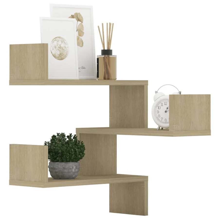 Étagères murales d'angle 2 pcs Chêne sonoma Bois d’ingénierie - 8