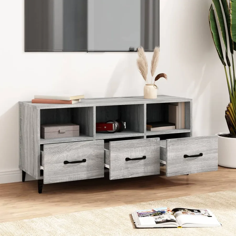 Meuble TV Sonoma gris 102x35x50 cm Bois d'ingénierie - 3
