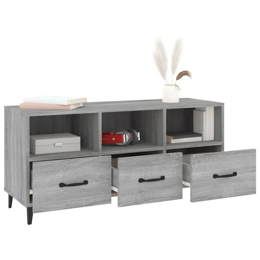 Meuble TV Sonoma gris 102x35x50 cm Bois d'ingénierie - 4