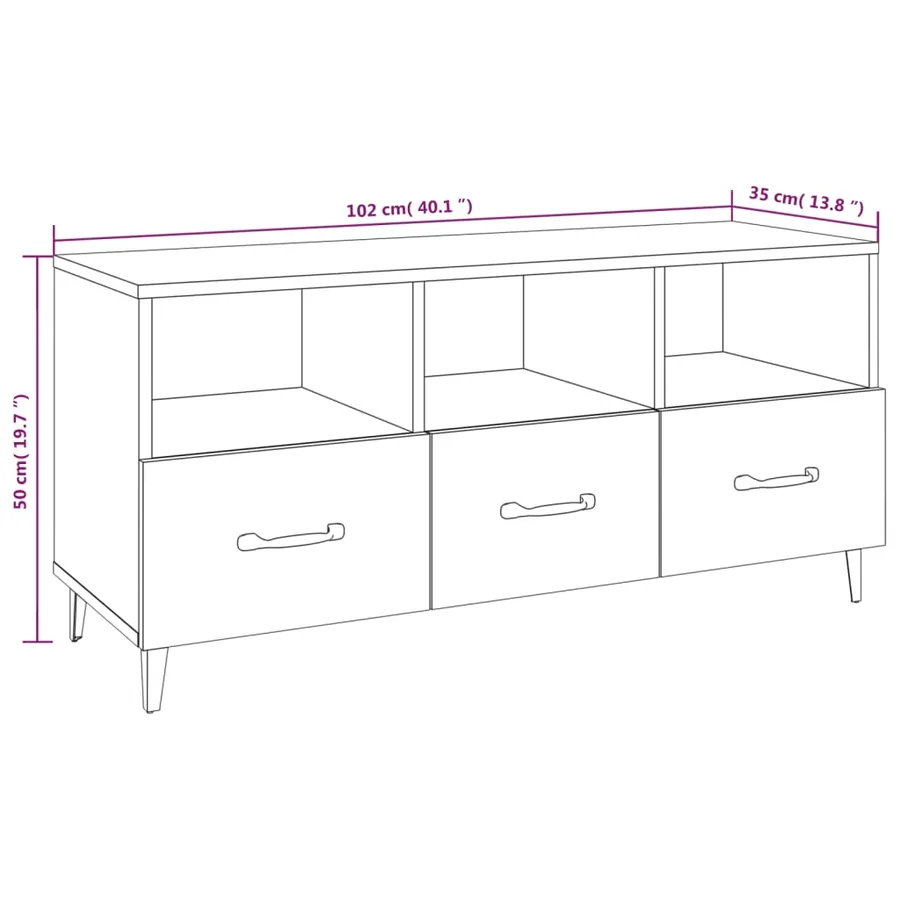 Meuble TV Sonoma gris 102x35x50 cm Bois d'ingénierie - 8