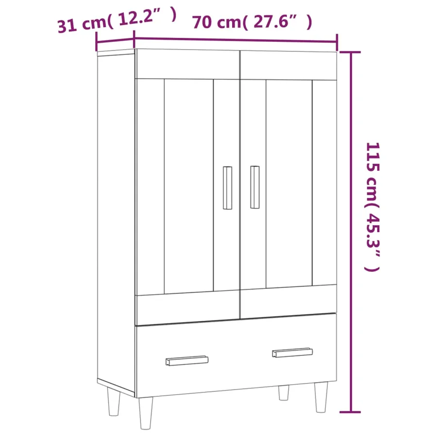 Buffet Sonoma gris 70x31x115 cm Bois d'ingénierie - 10