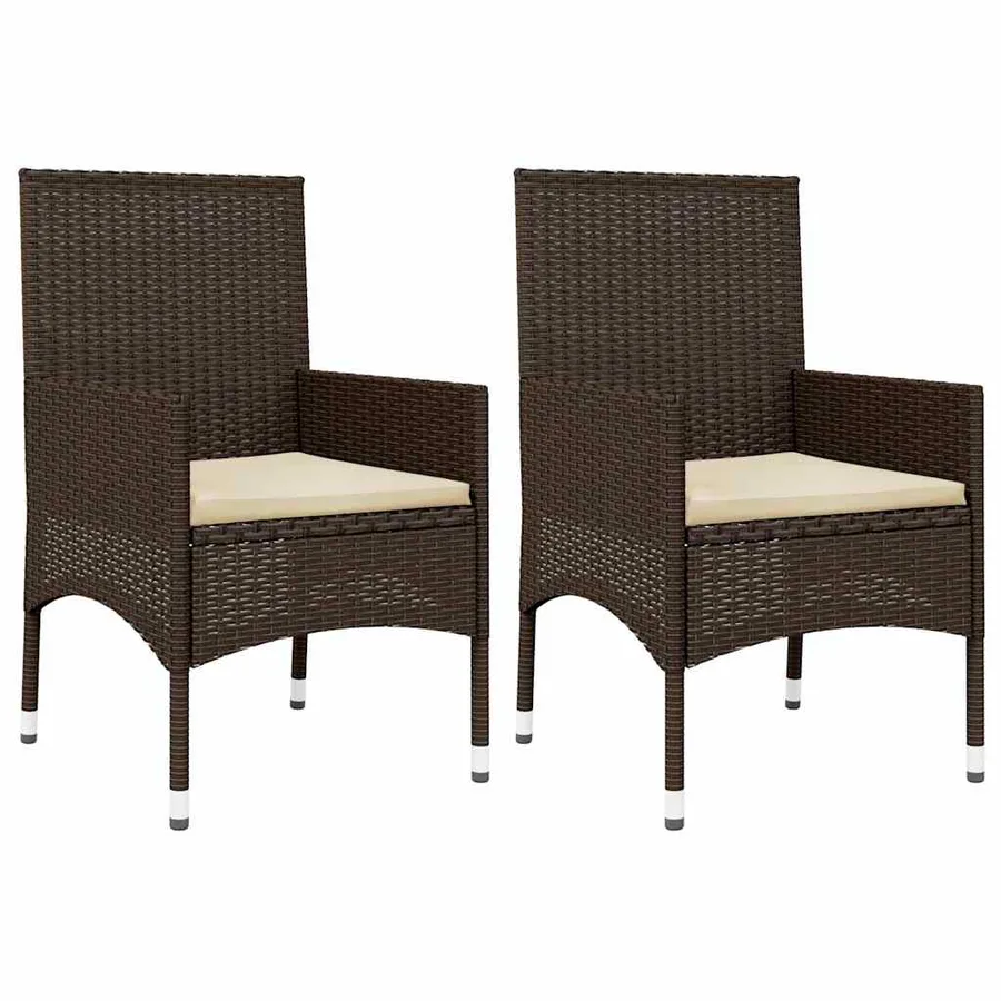 Salon de jardin 4 pcs avec coussins Marron Résine tressée - 7