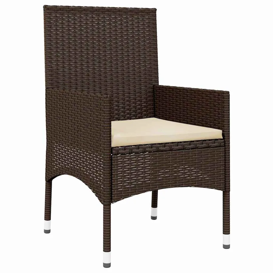 Salon de jardin 4 pcs avec coussins Marron Résine tressée - 8
