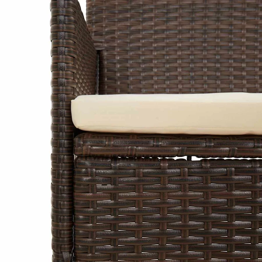 Salon de jardin 4 pcs avec coussins Marron Résine tressée - 9