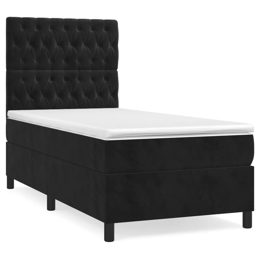 Sommier à lattes de lit et matelas Noir 80x200 cm Velours - 2