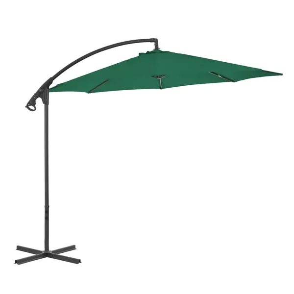 Parasol de jardin en porte-à-feux avec mât en acier 300 cm Vert