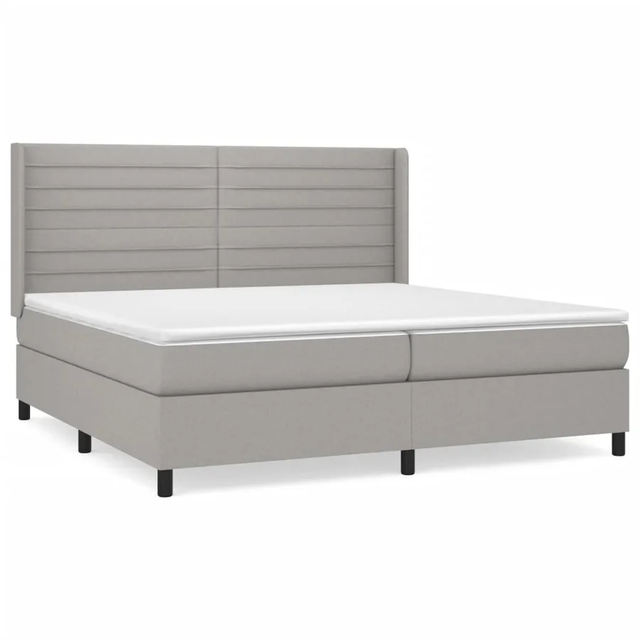 Sommier à lattes de lit avec matelas Gris clair 200x200cm Tissu - 2