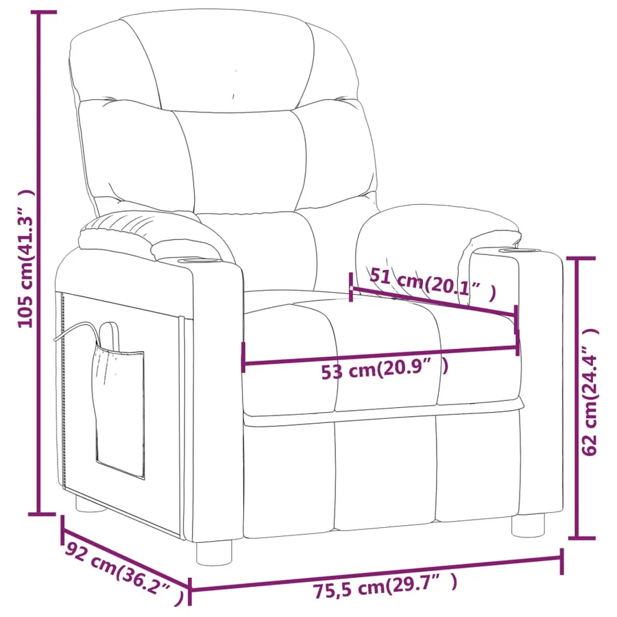 Fauteuil électrique de massage Taupe Tissu - 12