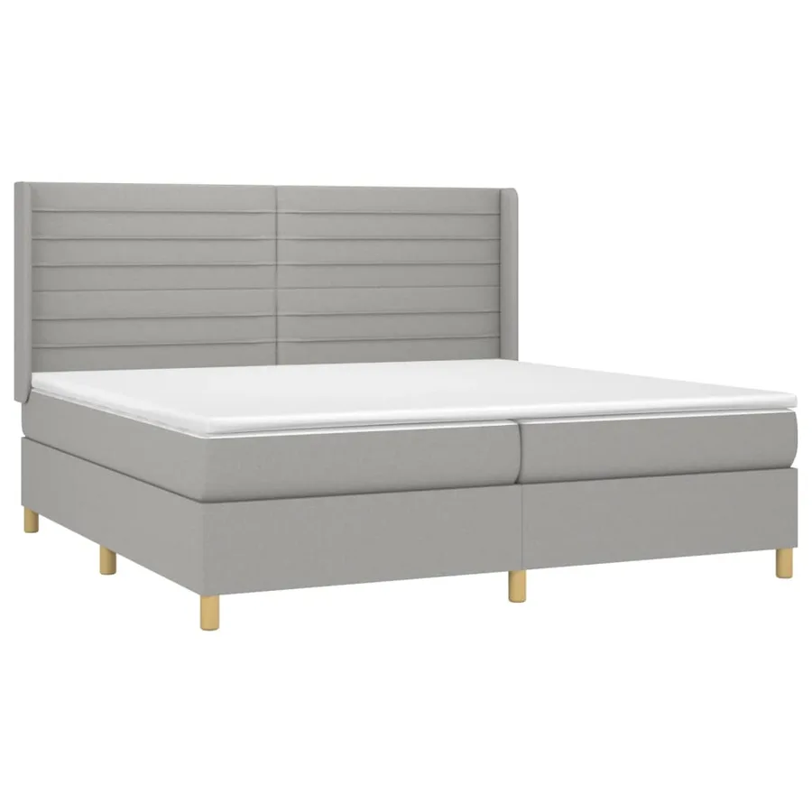 Sommier à lattes de lit matelas LED Gris clair 200x200 cm Tissu - 4