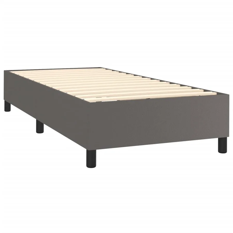Sommier à lattes de lit avec matelas Gris 100x200 cm Similicuir - 4