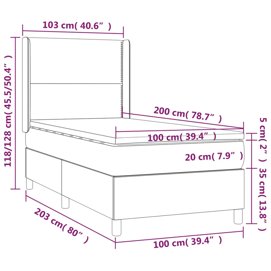 Sommier à lattes de lit avec matelas Gris 100x200 cm Similicuir - 7