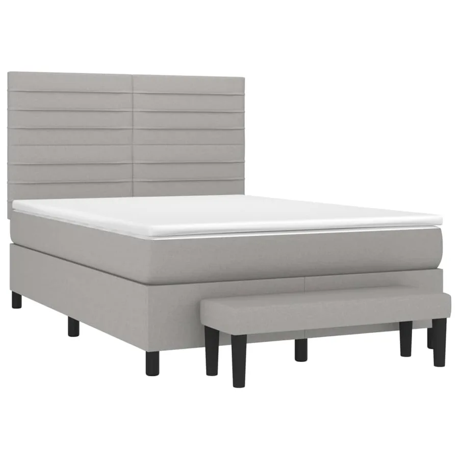 Sommier à lattes de lit avec matelas Gris clair 140x200cm Tissu - 3
