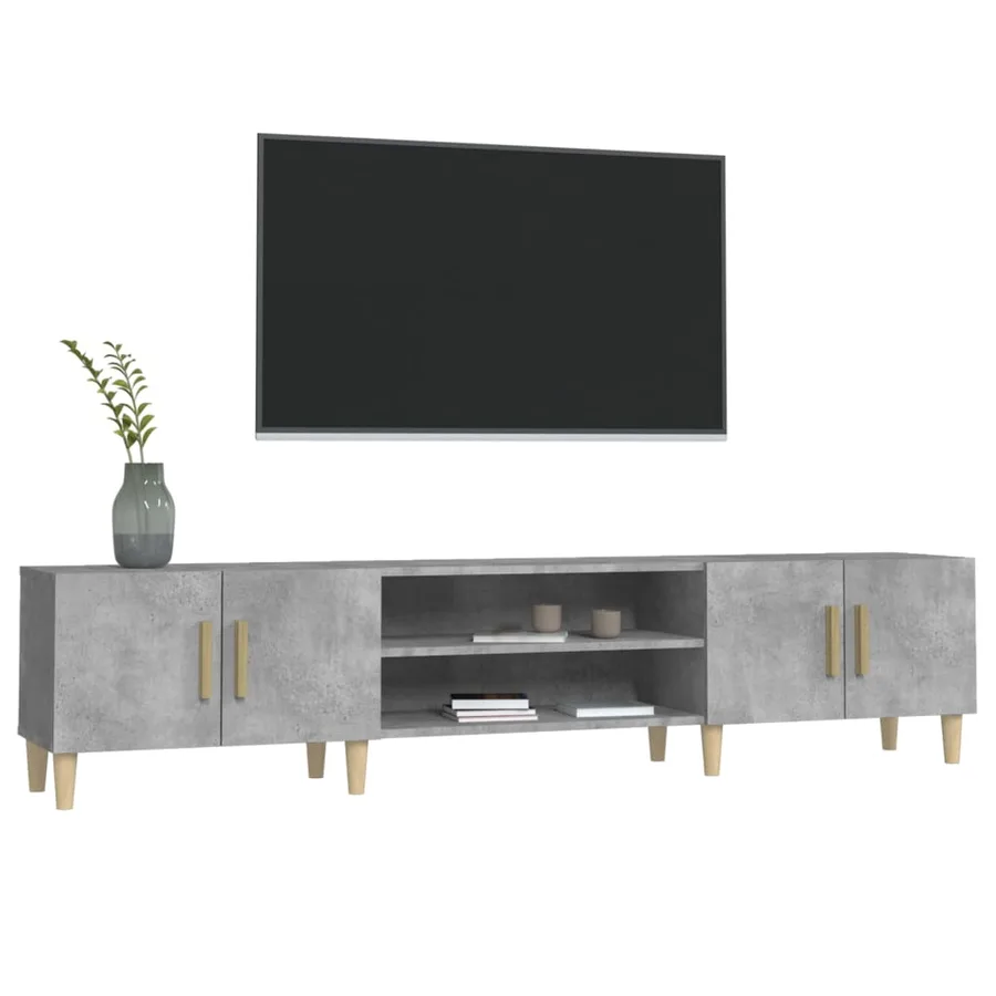 Meuble TV gris béton 180x31,5x40 cm bois d'ingénierie - 4