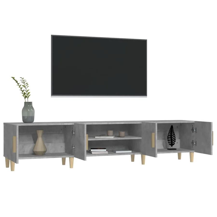 Meuble TV gris béton 180x31,5x40 cm bois d'ingénierie - 5