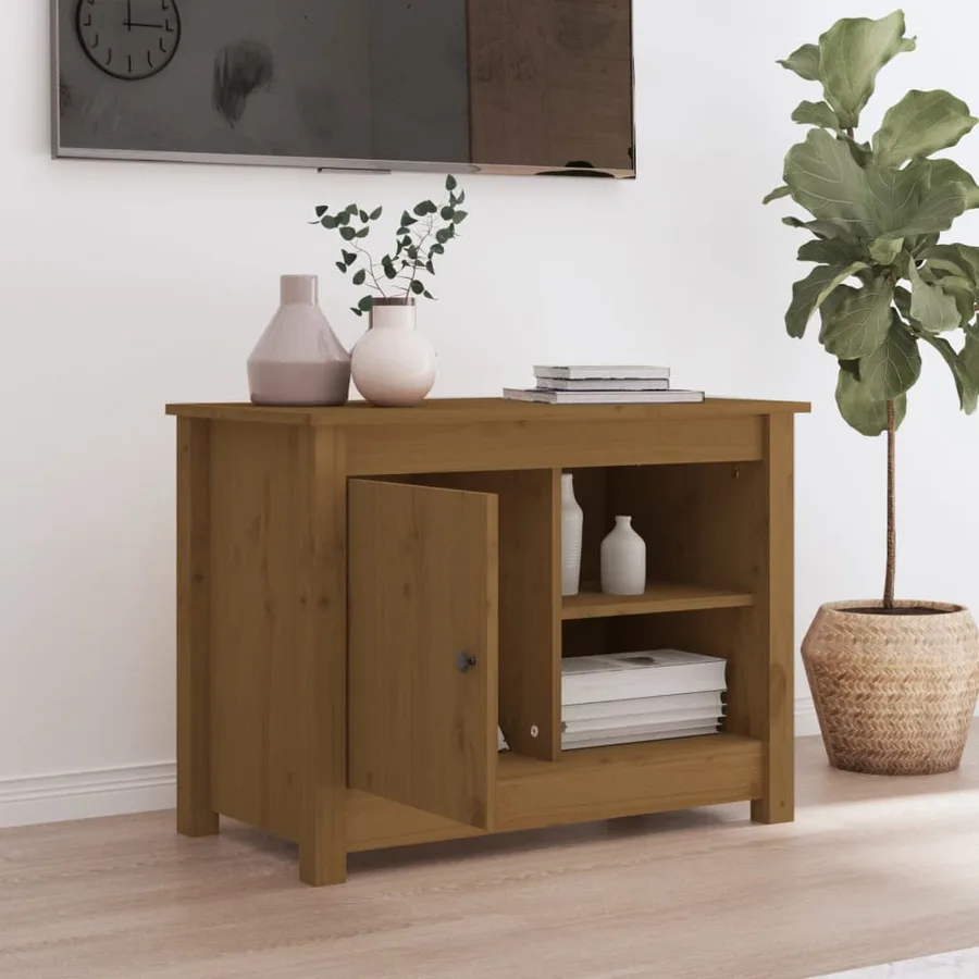 Meuble TV Marron miel 70x36,5x52 cm Bois de pin massif - 3