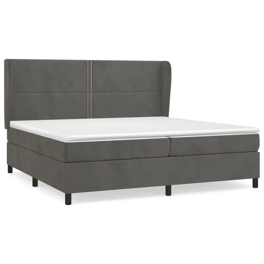 Sommier à lattes de lit et matelas Gris foncé 200x200cm Velours - 2