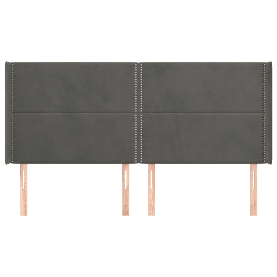 Tête de lit avec oreilles Gris foncé 203x16x118/128 cm Velours - 3