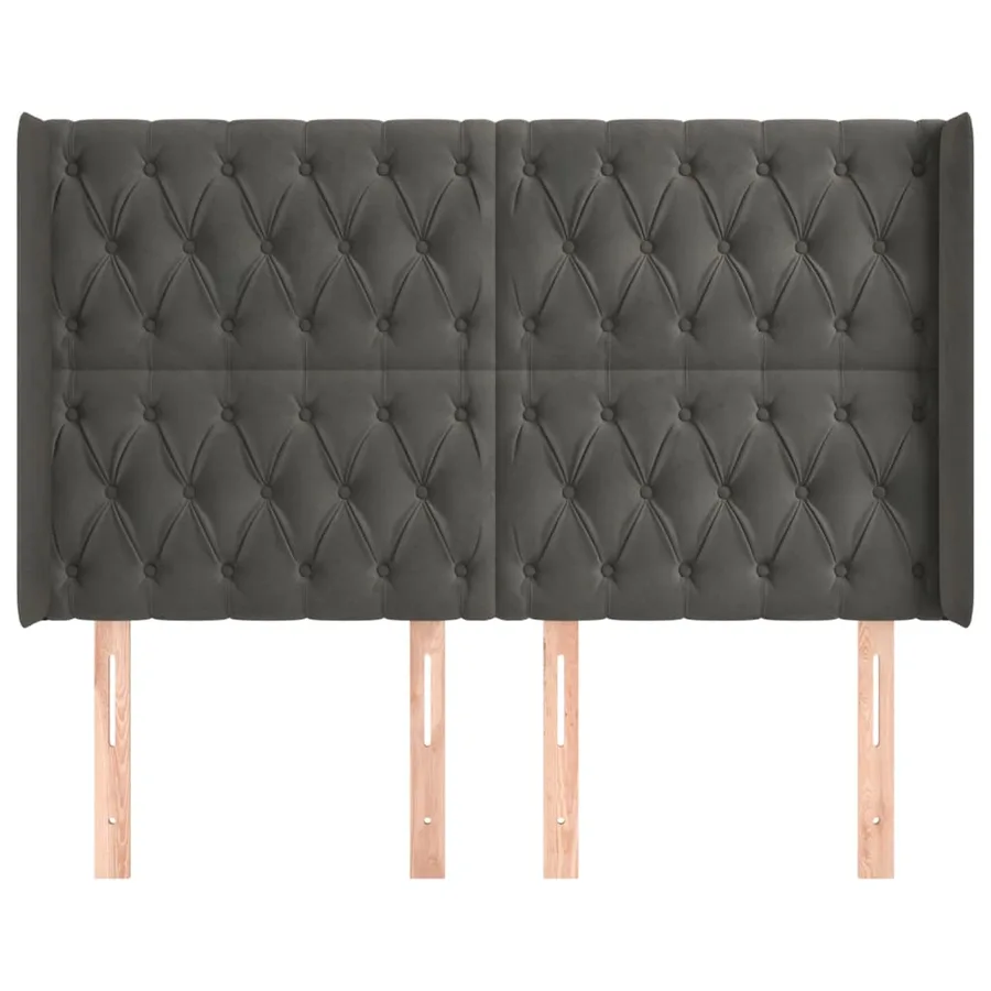 Tête de lit avec oreilles Gris foncé 163x16x118/128 cm Velours - 3