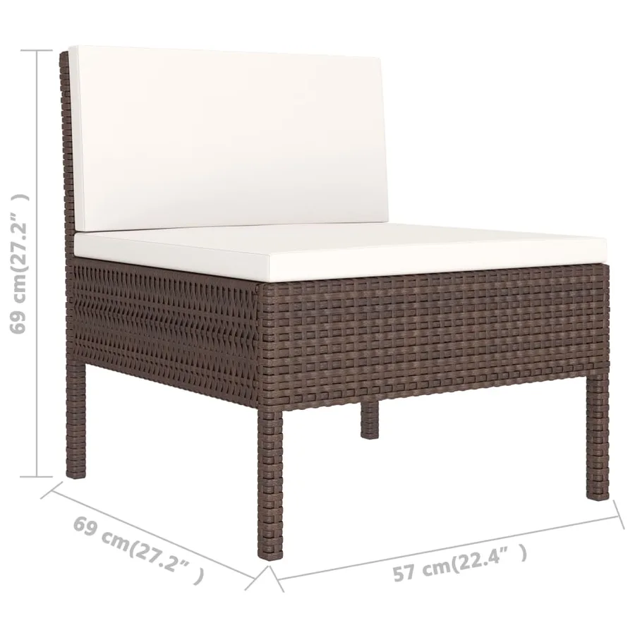 Salon de jardin 10 pcs avec coussins Résine tressée Marron - 5