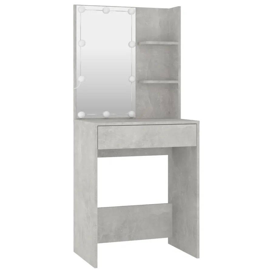 Ensemble de coiffeuse avec LED Gris béton Bois d'ingénierie - 6