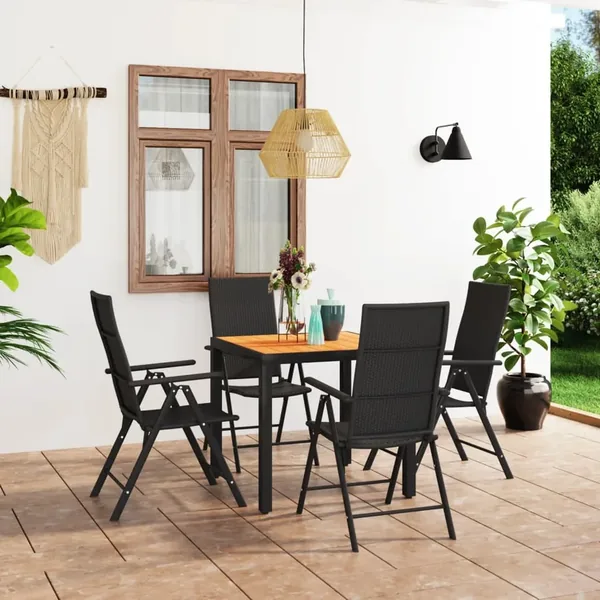 Ensemble à manger de jardin 5 pcs noir et marron