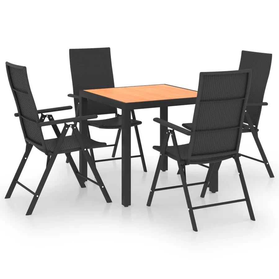 Ensemble à manger de jardin 5 pcs noir et marron - 2