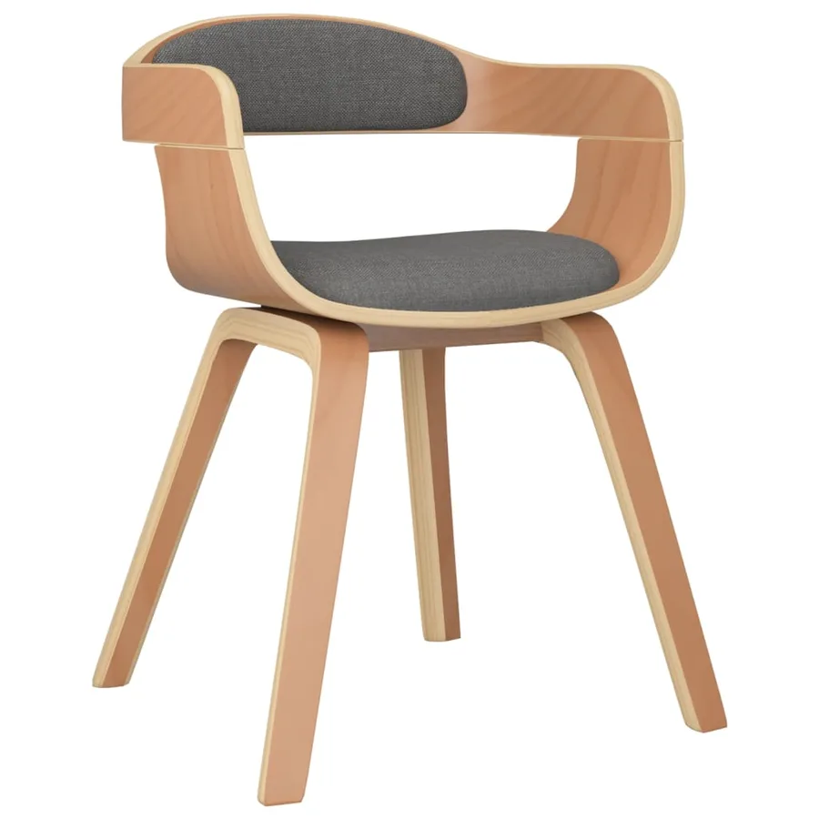 Chaise à manger Gris clair Bois courbé et tissu - 2