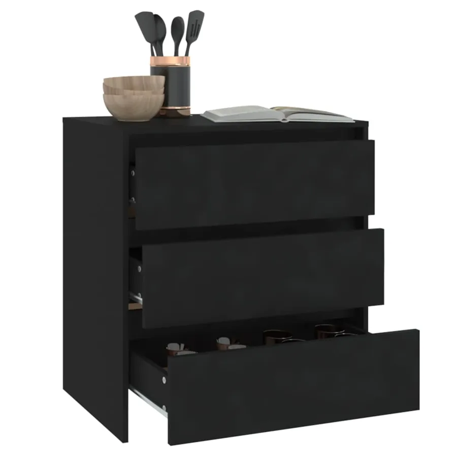 Buffet Noir 70x41x75 cm Bois d'ingénierie - 6