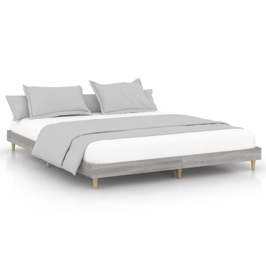 Cadre de lit sans matelas sonoma gris 200x200 cm - 2