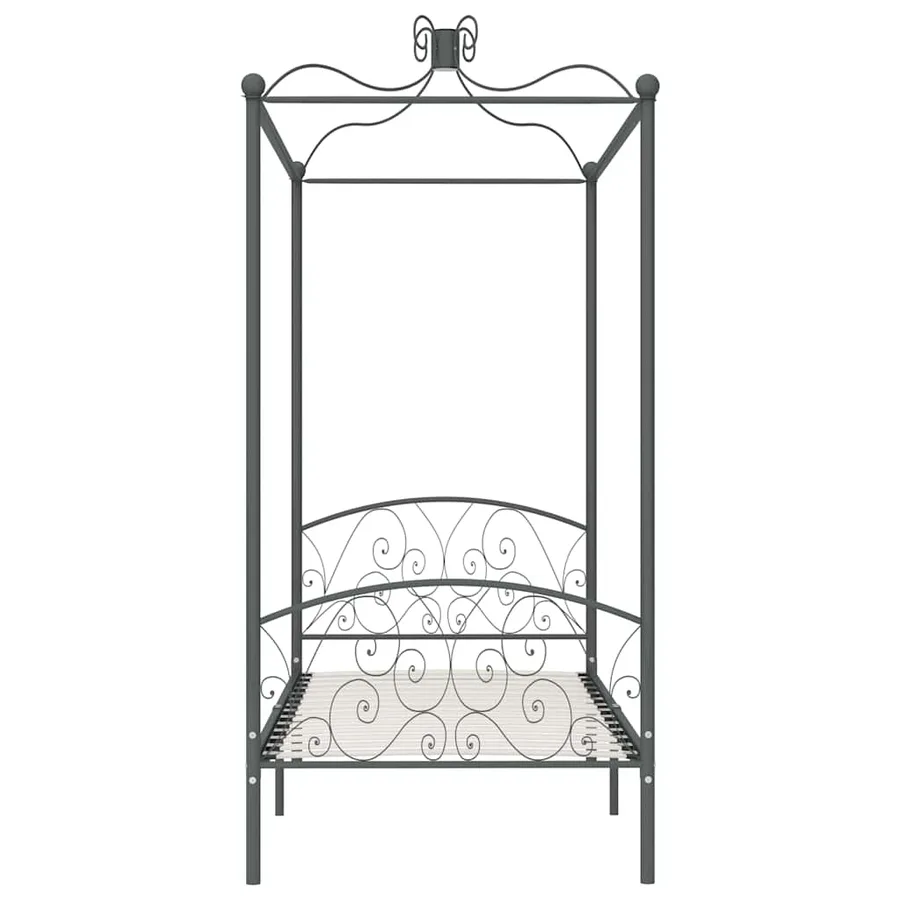 Cadre de lit à baldaquin sans matelas gris métal 90x200 cm - 3
